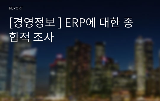 [경영정보 ] ERP에 대한 종합적 조사