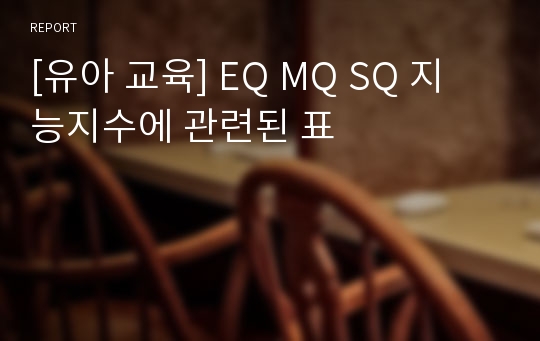 [유아 교육] EQ MQ SQ 지능지수에 관련된 표