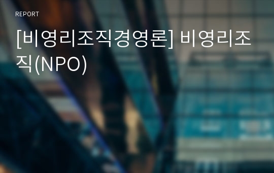 [비영리조직경영론] 비영리조직(NPO)