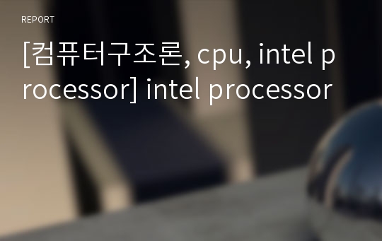 [컴퓨터구조론, cpu, intel processor] intel processor