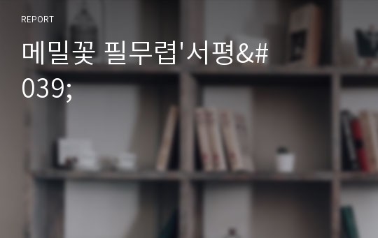 메밀꽃 필무렵&#039;서평&#039;