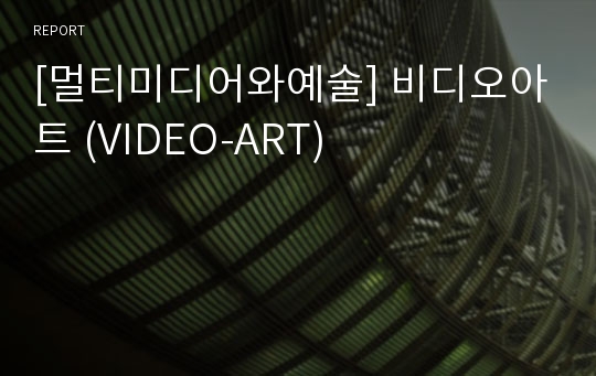 [멀티미디어와예술] 비디오아트 (VIDEO-ART)