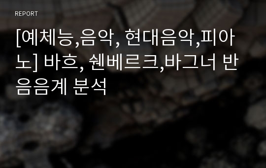 [예체능,음악, 현대음악,피아노] 바흐, 쉔베르크,바그너 반음음계 분석