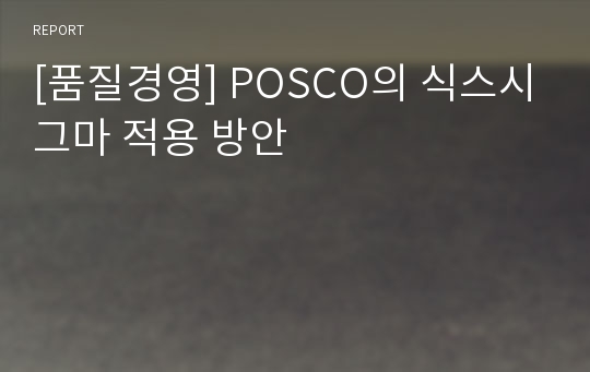 [품질경영] POSCO의 식스시그마 적용 방안