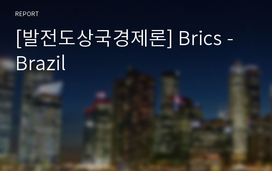 [발전도상국경제론] Brics - Brazil
