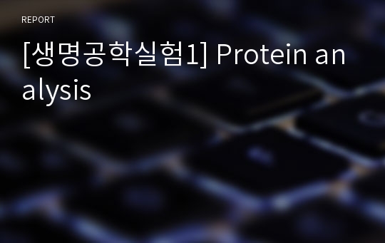 [생명공학실험1] Protein analysis