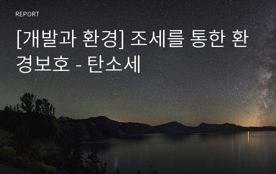 [개발과 환경] 조세를 통한 환경보호 - 탄소세