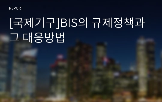 [국제기구]BIS의 규제정책과 그 대응방법