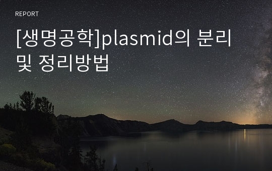 [생명공학]plasmid의 분리 및 정리방법