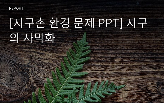 [지구촌 환경 문제 PPT] 지구의 사막화