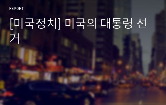 [미국정치] 미국의 대통령 선거