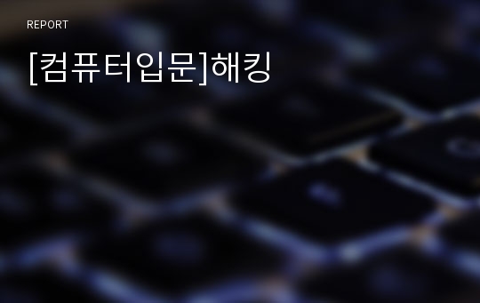 [컴퓨터입문]해킹