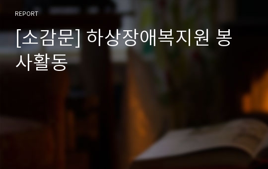 [소감문] 하상장애복지원 봉사활동