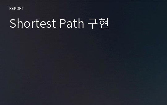 Shortest Path 구현