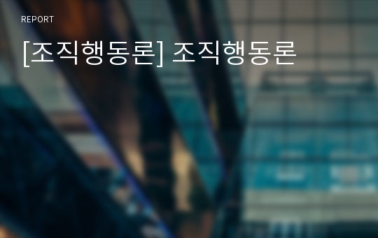 [조직행동론] 조직행동론