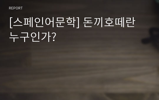 [스페인어문학] 돈끼호떼란 누구인가?