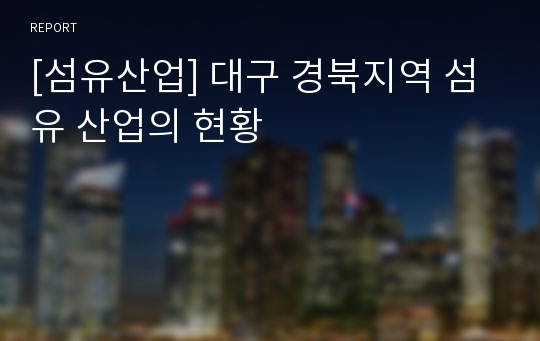 [섬유산업] 대구 경북지역 섬유 산업의 현황