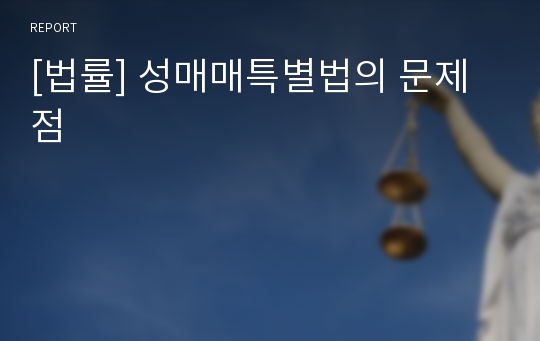 [법률] 성매매특별법의 문제점