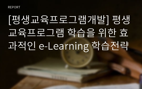 [평생교육프로그램개발] 평생교육프로그램 학습을 위한 효과적인 e-Learning 학습전략