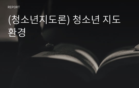 (청소년지도론) 청소년 지도 환경