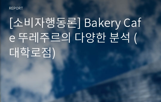 [소비자행동론] Bakery Cafe 뚜레주르의 다양한 분석 (대학로점)