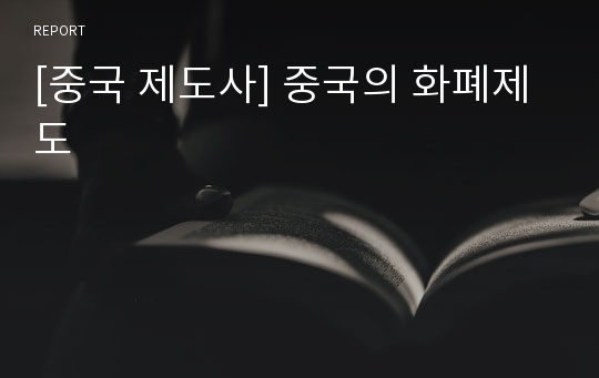 [중국 제도사] 중국의 화폐제도