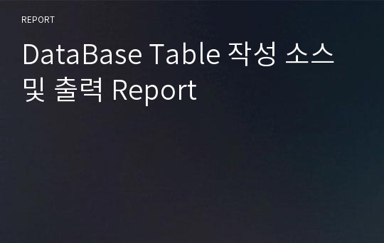 DataBase Table 작성 소스 및 출력 Report