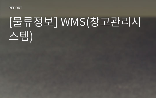 [물류정보] WMS(창고관리시스템)