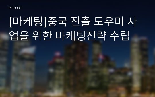 [마케팅]중국 진출 도우미 사업을 위한 마케팅전략 수립