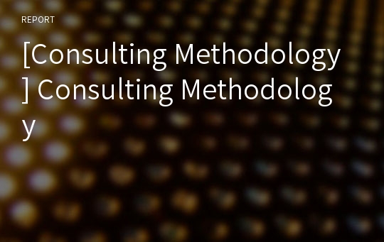 [Consulting Methodology] Consulting Methodology