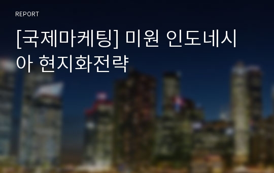 [국제마케팅] 미원 인도네시아 현지화전략