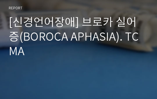 [신경언어장애] 브로카 실어증(BOROCA APHASIA). TCMA