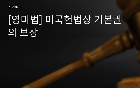 [영미법] 미국헌법상 기본권의 보장