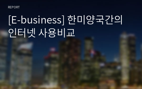 [E-business] 한미양국간의 인터넷 사용비교