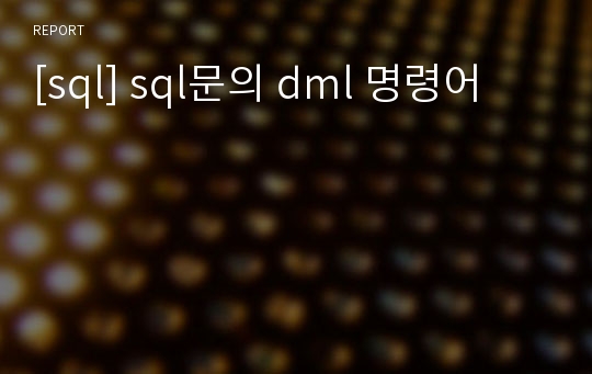 [sql] sql문의 dml 명령어