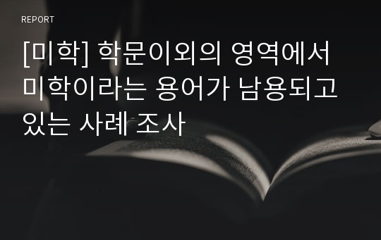 [미학] 학문이외의 영역에서 미학이라는 용어가 남용되고 있는 사례 조사