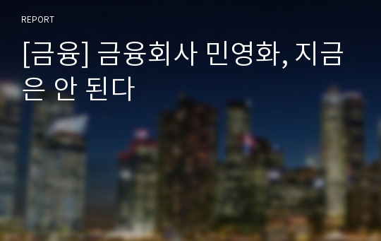 [금융] 금융회사 민영화, 지금은 안 된다