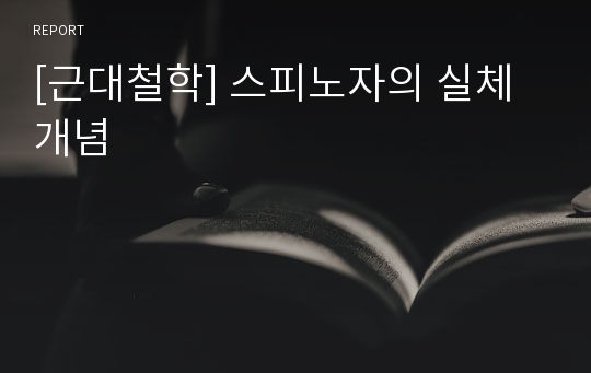 [근대철학] 스피노자의 실체개념