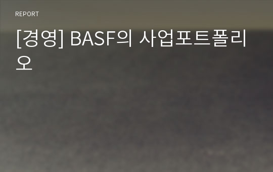 [경영] BASF의 사업포트폴리오
