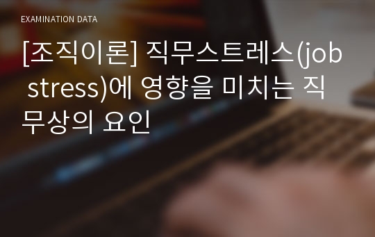 [조직이론] 직무스트레스(job stress)에 영향을 미치는 직무상의 요인