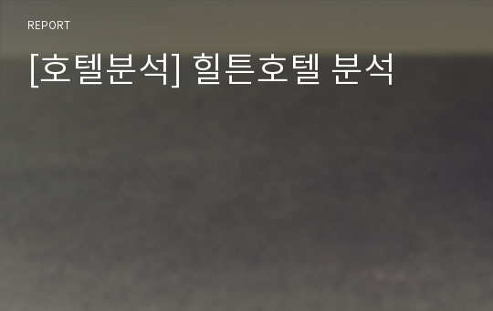 [호텔분석] 힐튼호텔 분석