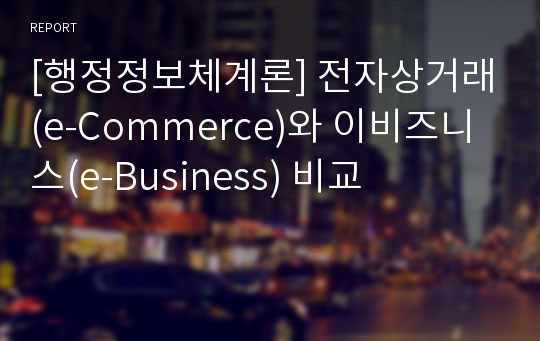 [행정정보체계론] 전자상거래(e-Commerce)와 이비즈니스(e-Business) 비교