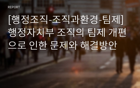 [행정조직-조직과환경-팀제] 행정자치부 조직의 팀제 개편으로 인한 문제와 해결방안