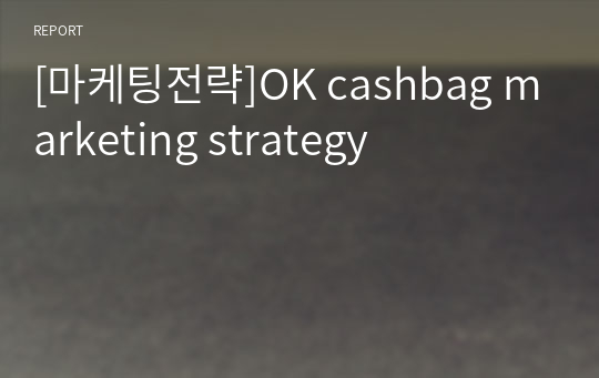[마케팅전략]OK cashbag marketing strategy