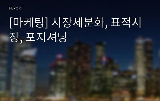 [마케팅] 시장세분화, 표적시장, 포지셔닝