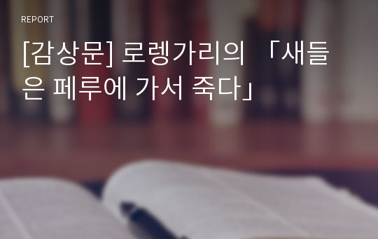 [감상문] 로렝가리의 「새들은 페루에 가서 죽다」