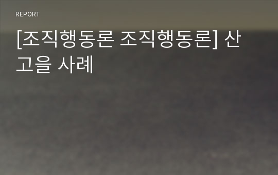 [조직행동론 조직행동론] 산고을 사례