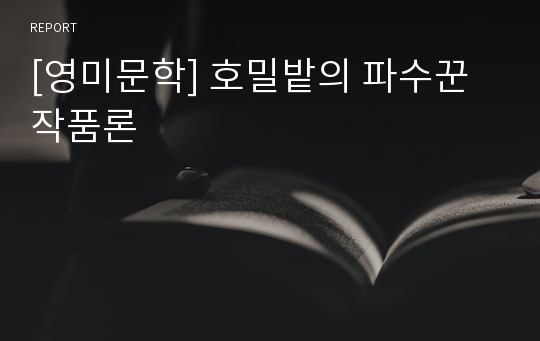 [영미문학] 호밀밭의 파수꾼 작품론