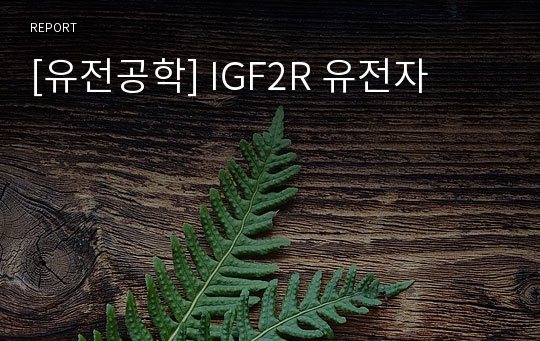 [유전공학] IGF2R 유전자