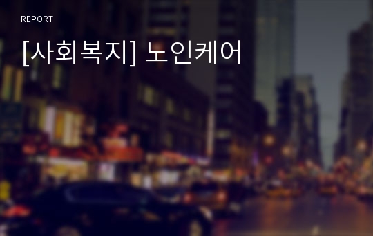 [사회복지] 노인케어